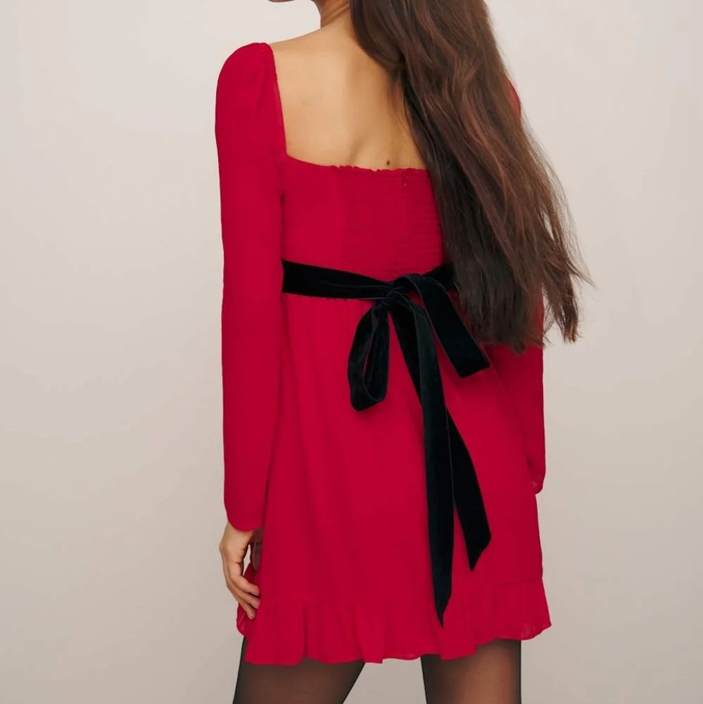 REFORMATION Silves Mini Long Sleeve Babydoll Winter Formal Dress Size 10 - Picture 3 of 8